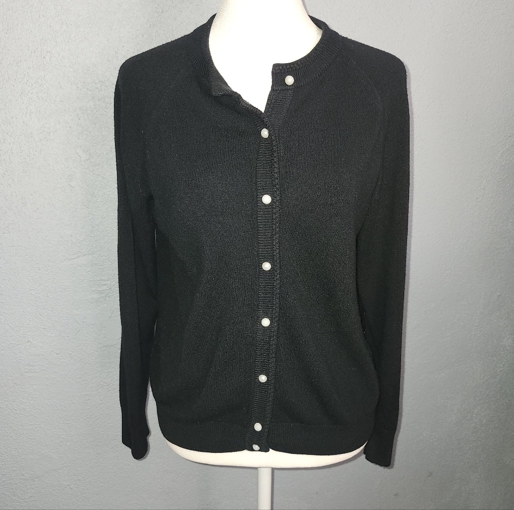 Classic Black Women's Button-Front Sweater